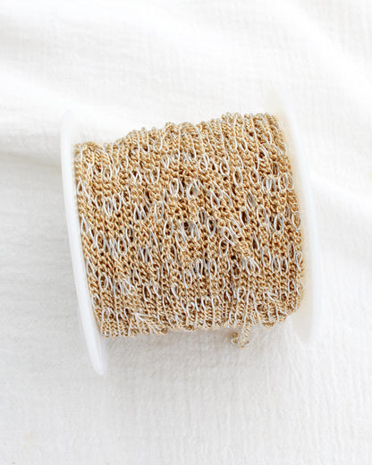 2.3mm Figaro Chain Silver w/ 3 Gold Links, M232