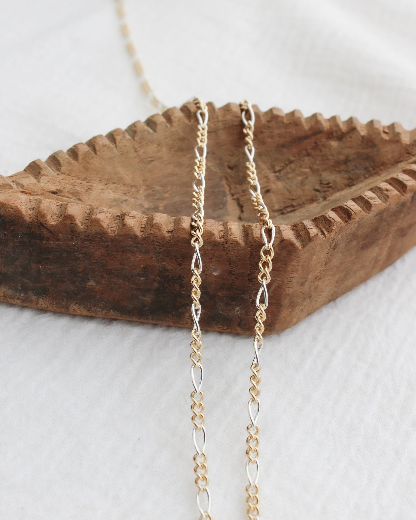 2.3mm Figaro Chain Silver w/ 3 Gold Links, M232