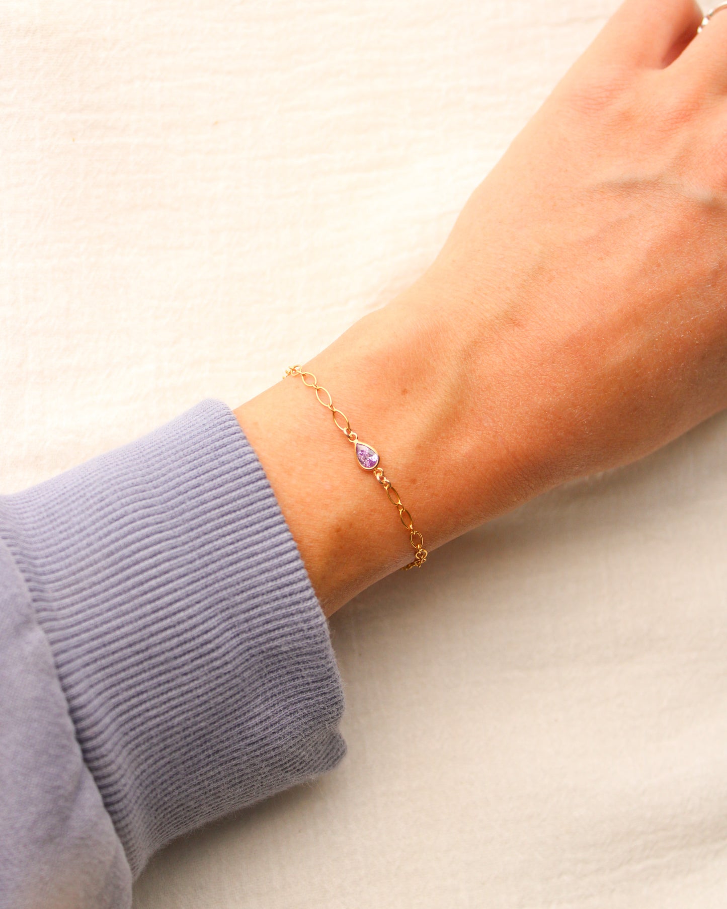 Teardrop Birthstone Bezel Connector, CN399