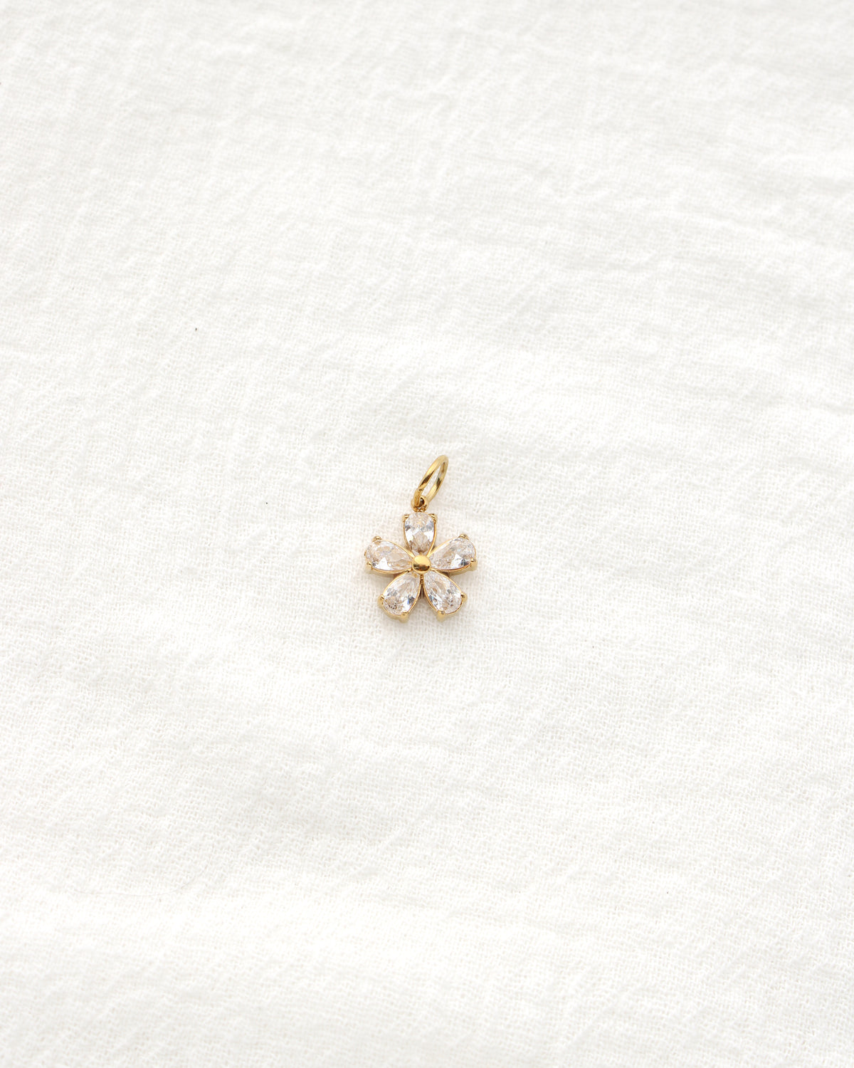 13mm Zircon Flower PVD Charm, CH471