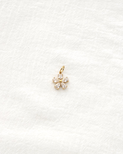 13mm Zircon Flower PVD Charm, CH471