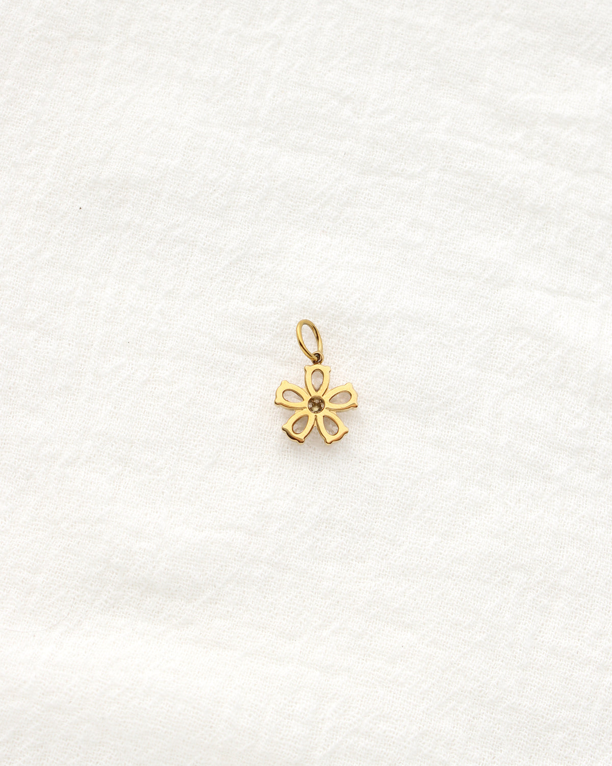 13mm Zircon Flower PVD Charm, CH471
