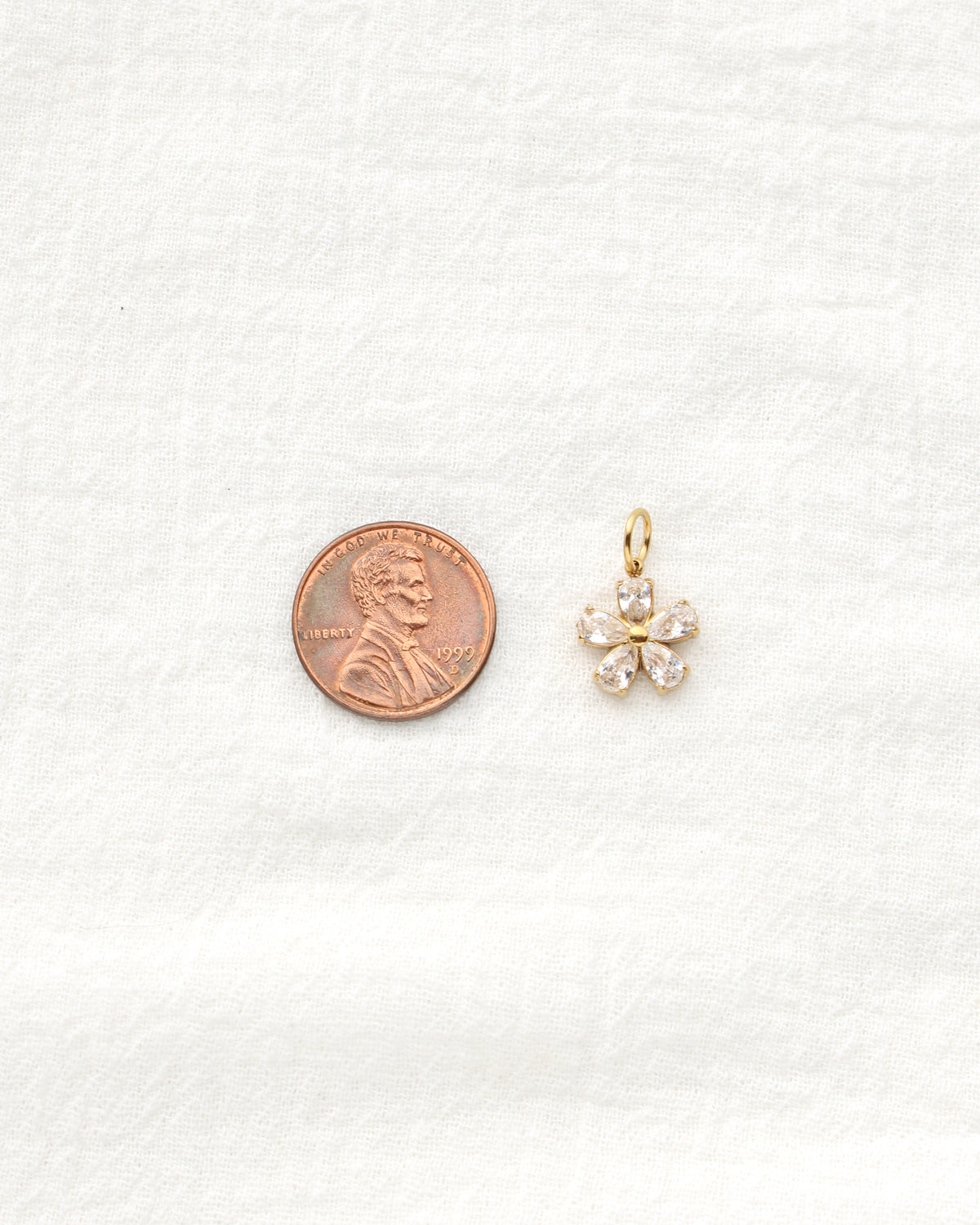 13mm Zircon Flower PVD Charm, CH471