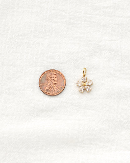 13mm Zircon Flower PVD Charm, CH471