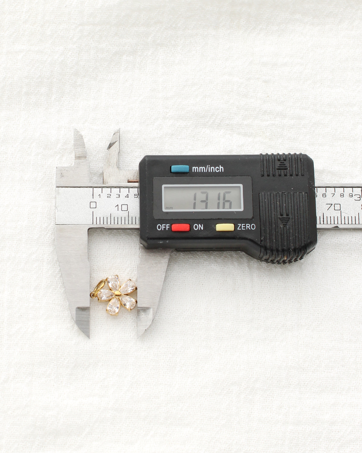 13mm Zircon Flower PVD Charm, CH471