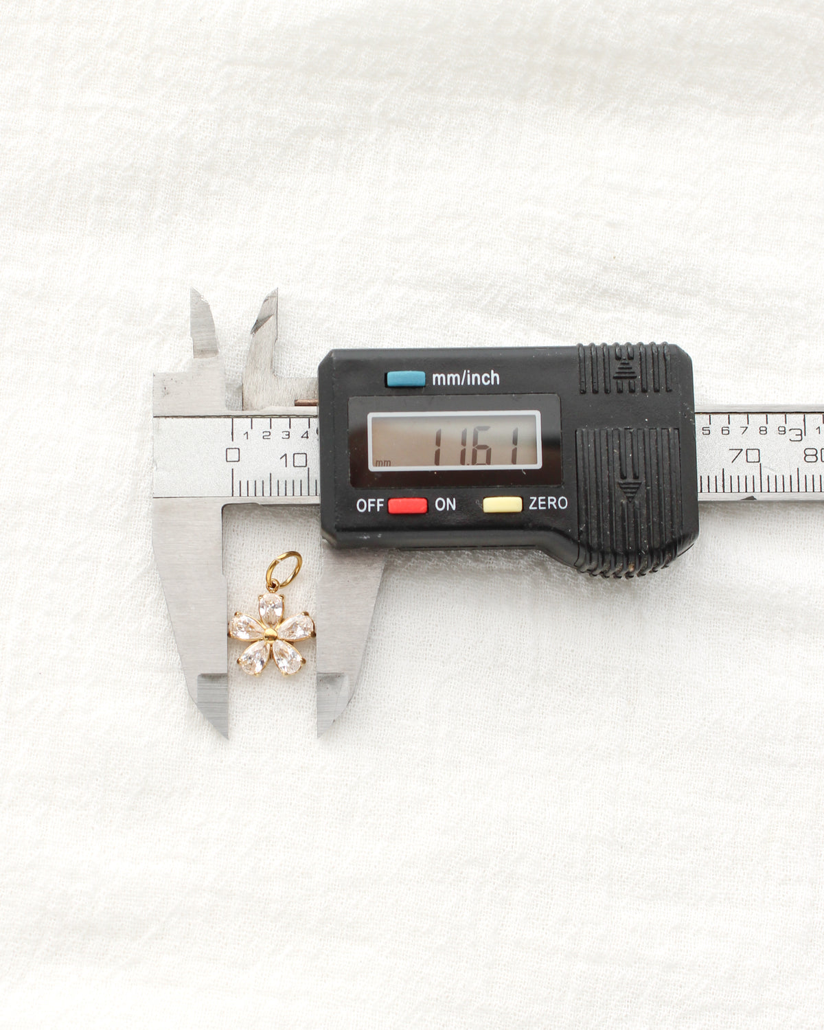 13mm Zircon Flower PVD Charm, CH471