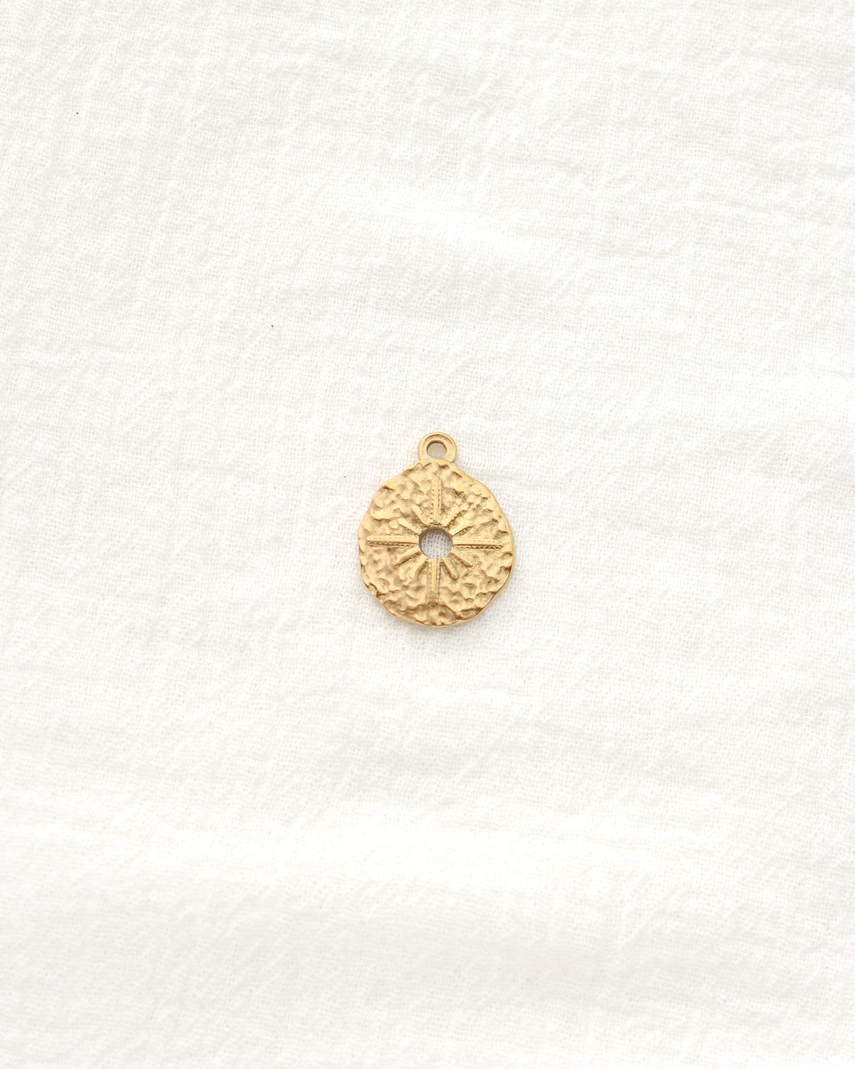 23mm Hammered Disc Sun Rays PVD Charm, CH486