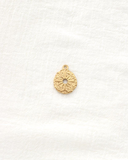 23mm Hammered Disc Sun Rays PVD Charm, CH486