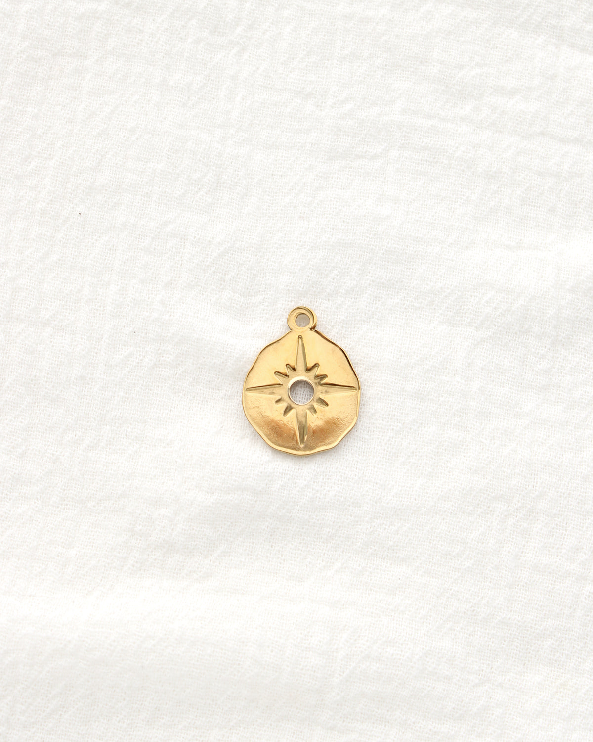 23mm Hammered Disc Sun Rays PVD Charm, CH486