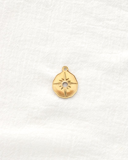 23mm Hammered Disc Sun Rays PVD Charm, CH486