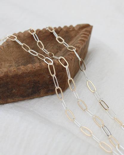 3.5mm Flat Paperclip Mixed Metal Chain, M242