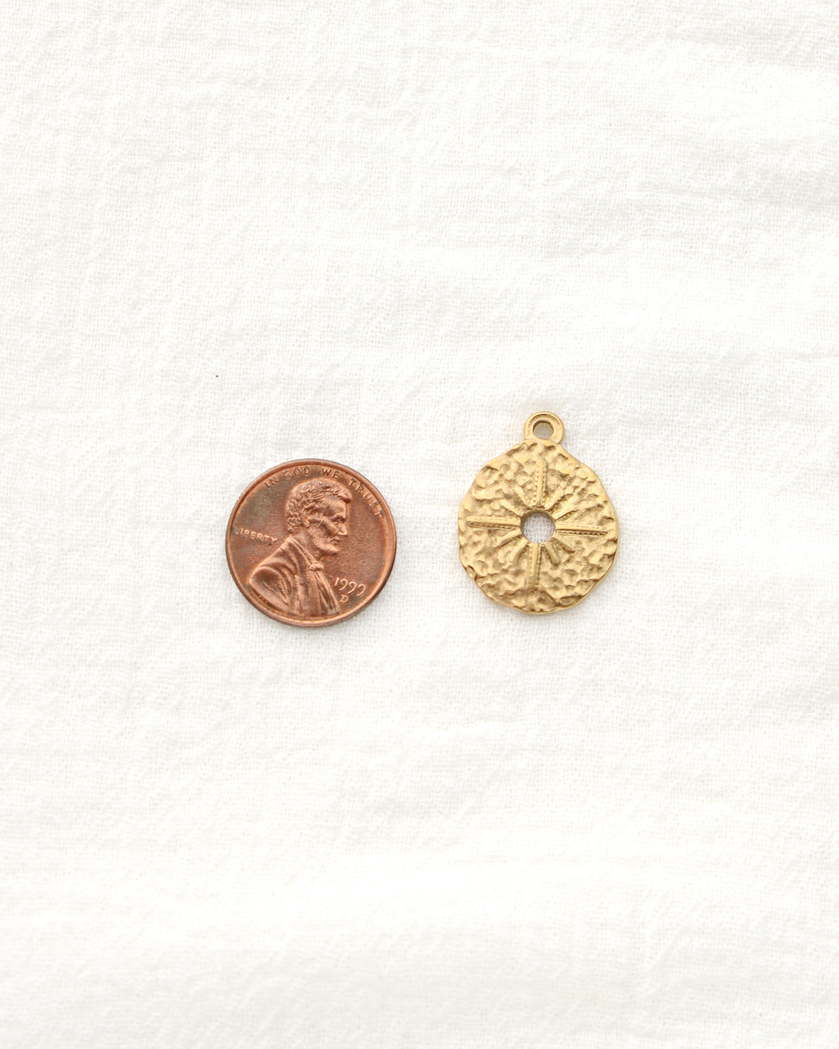 23mm Hammered Disc Sun Rays PVD Charm, CH486