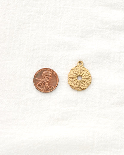 23mm Hammered Disc Sun Rays PVD Charm, CH486