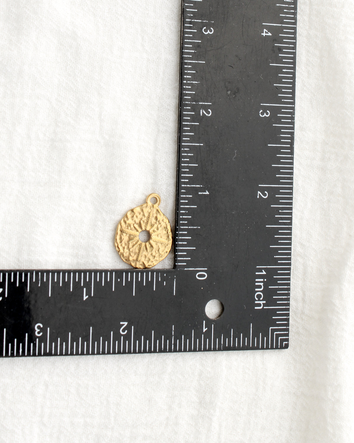 23mm Hammered Disc Sun Rays PVD Charm, CH486