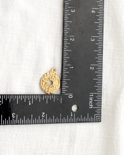 23mm Hammered Disc Sun Rays PVD Charm, CH486