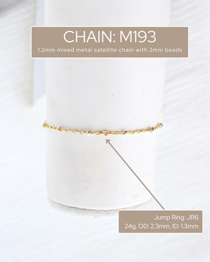 1.2mm Satellite Gold Filled Chain with 2mm Silver Beads, M193
