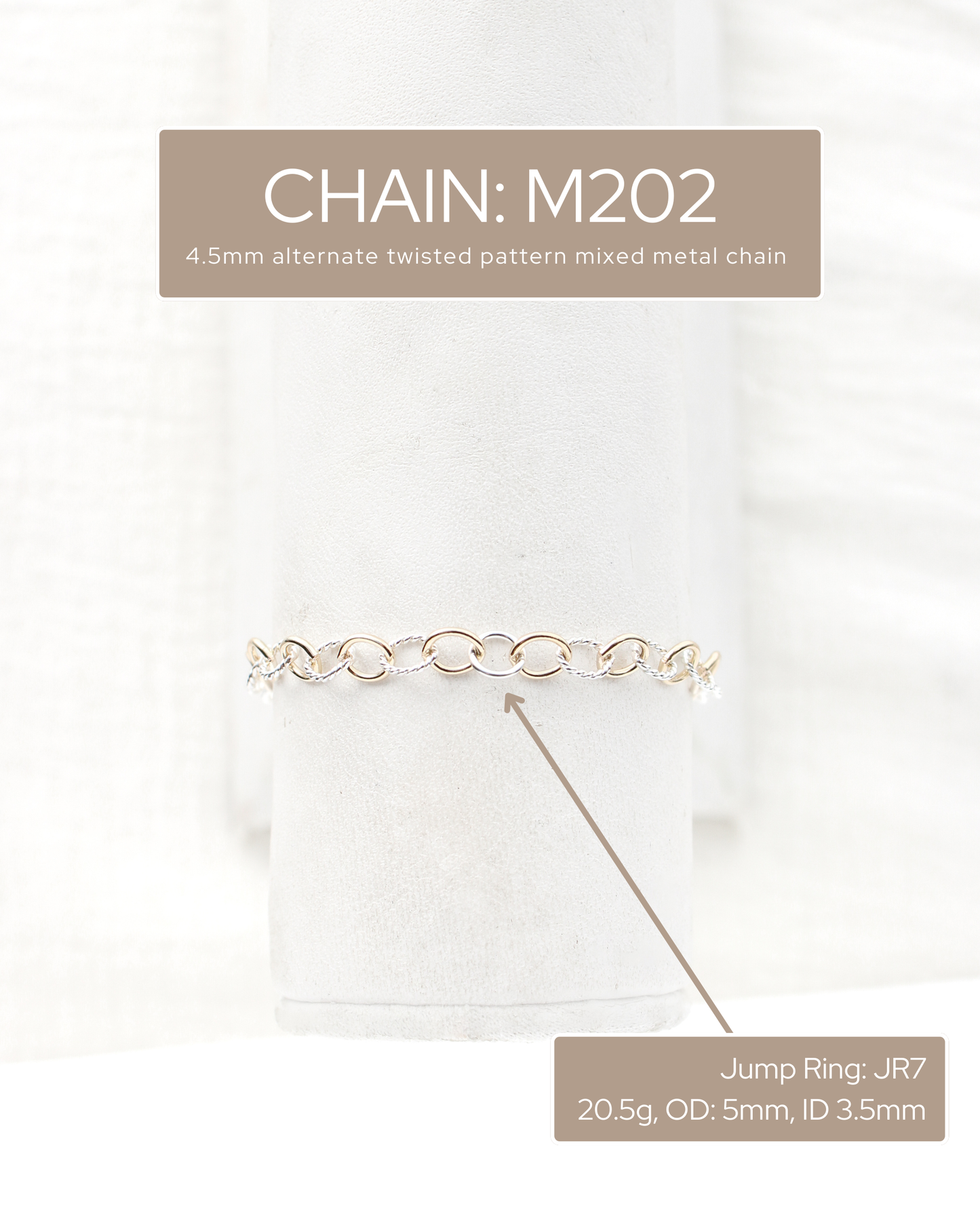 4.5mm Alternate Twisted Mixed Metal Cable Chain, M202