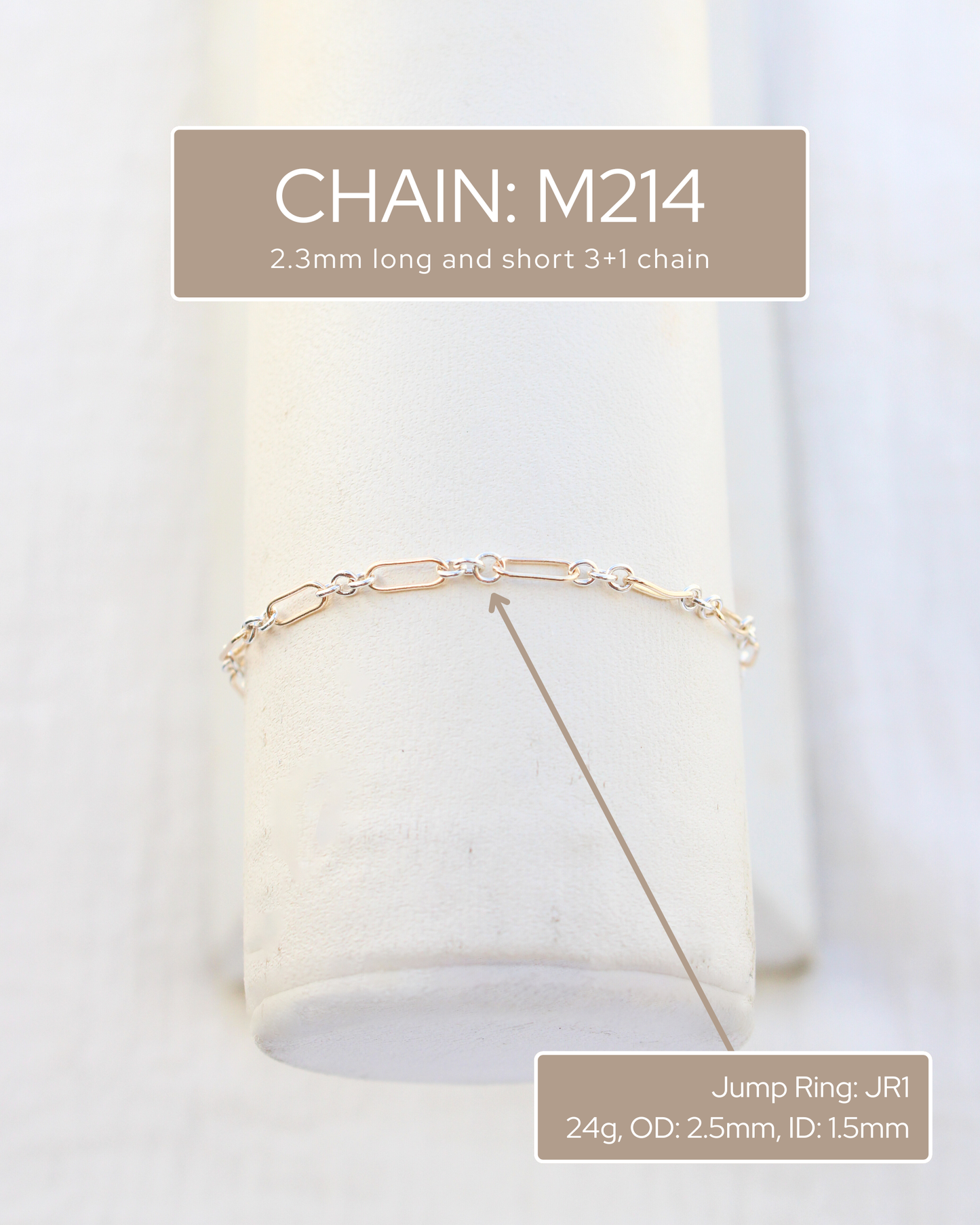 2.3mm Long and Short Mixed Metal Chain 1+3, M214