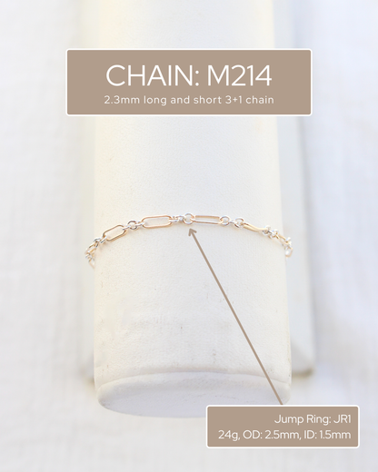 2.3mm Long and Short Mixed Metal Chain 1+3, M214