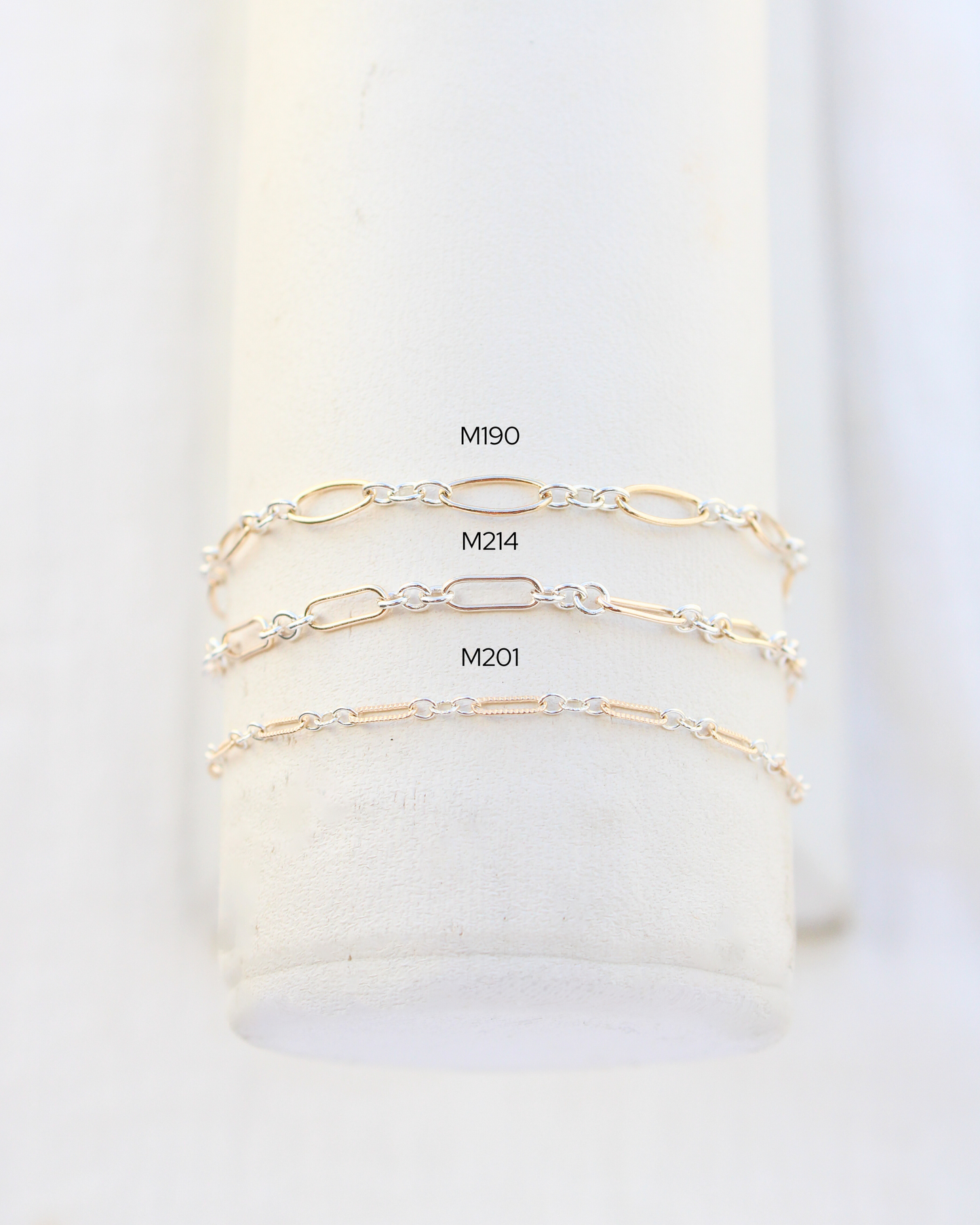 2.3mm Long and Short Mixed Metal Chain 1+3, M214