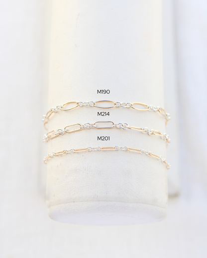 2.3mm Long and Short Mixed Metal Chain 1+3, M214