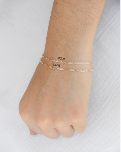 1.5mm Long and Short Mixed Metal Chain 1+3, M216