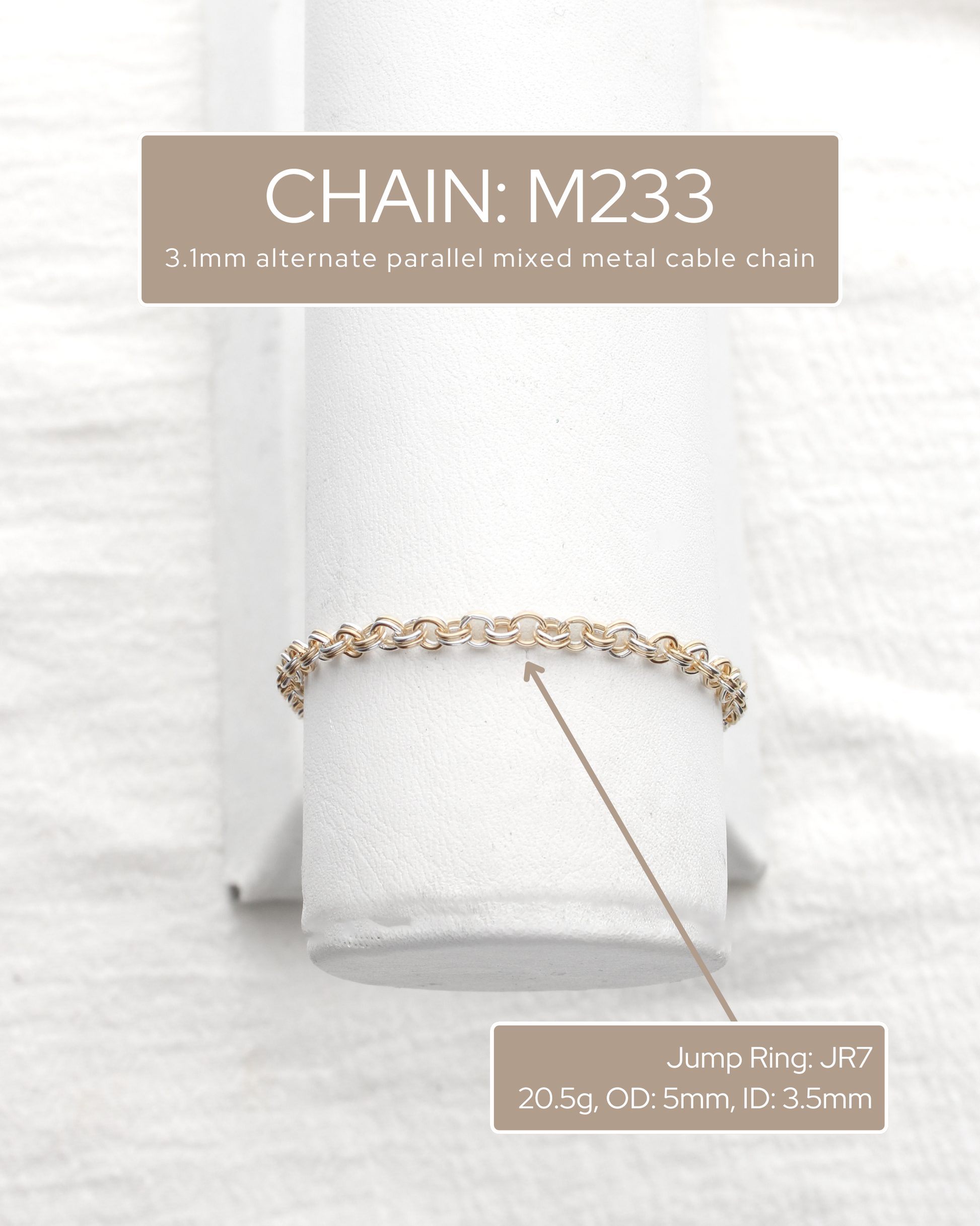 3.1mm Alternate Parallel Mixed Metal Cable Chain, M233