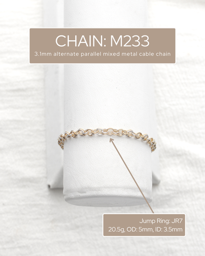 3.1mm Alternate Parallel Mixed Metal Cable Chain, M233