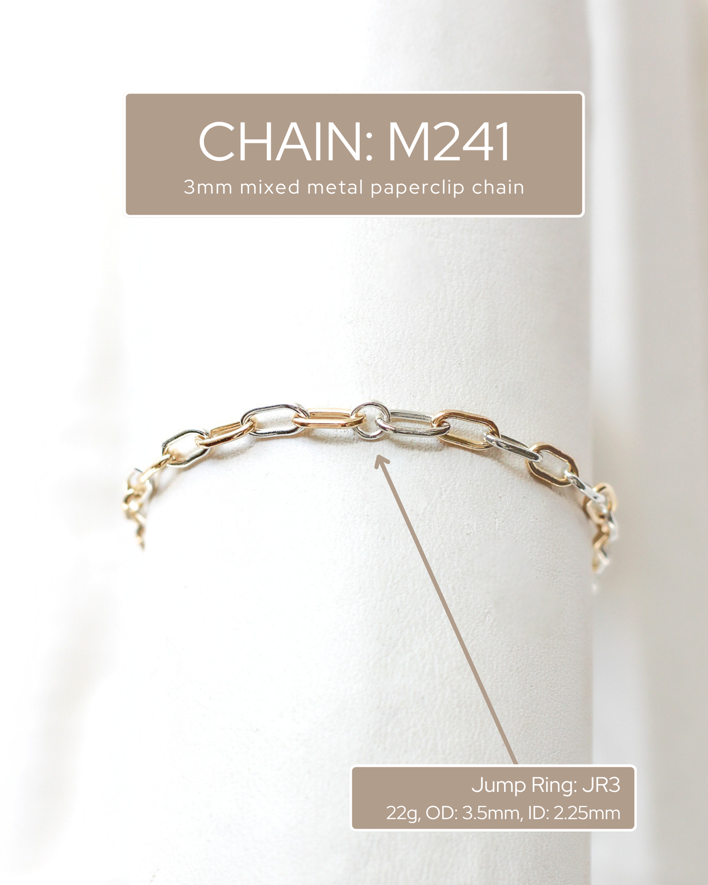 3mm Paperclip Mixed Metal Chain, M241