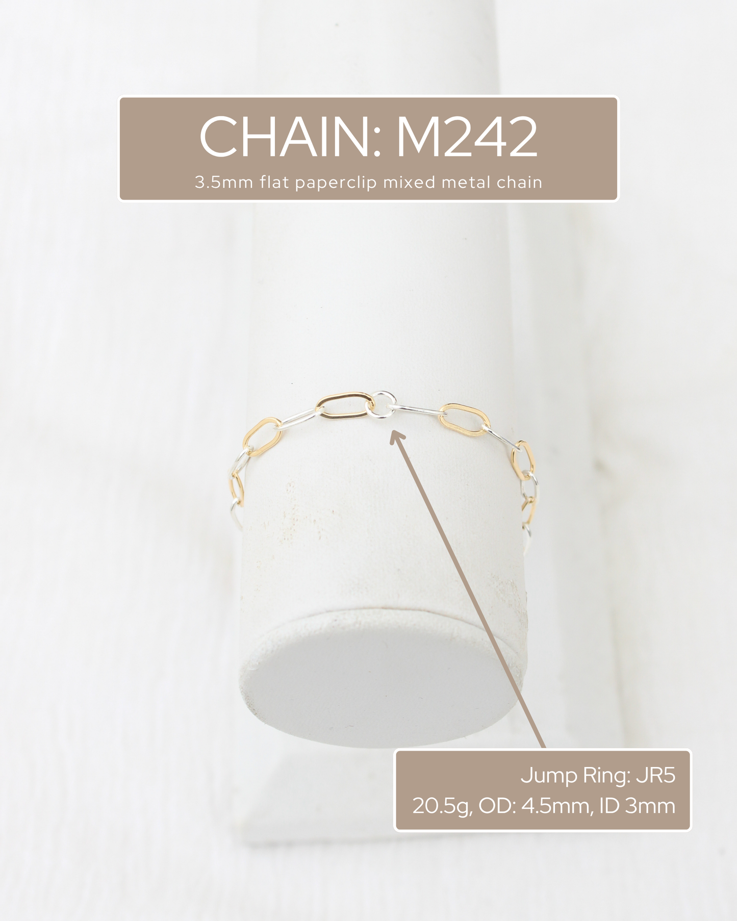 3.5mm Flat Paperclip Mixed Metal Chain, M242