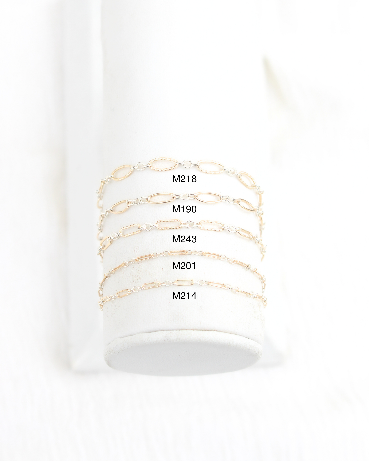 2.3mm Patterned Long and Short 1+3 Mixed Metal Chain, M243