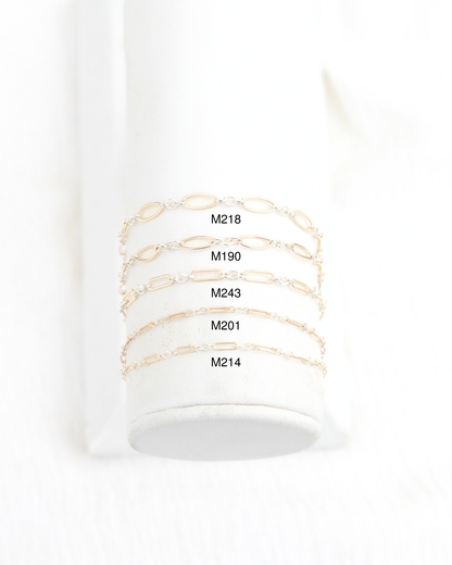 2.3mm Patterned Long and Short 1+3 Mixed Metal Chain, M243