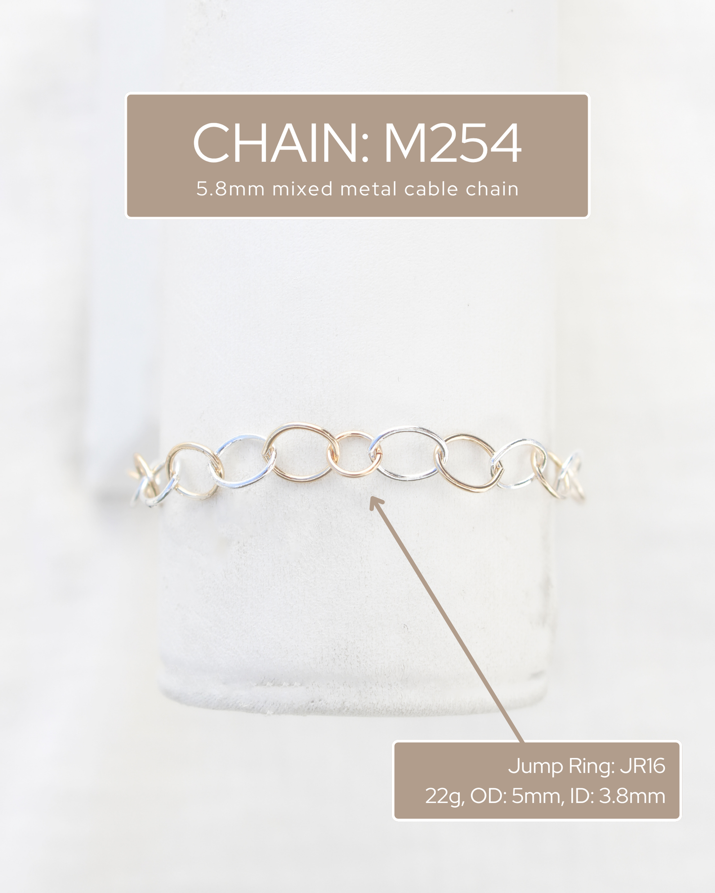 5.8mm mixed metal cable chain, M254