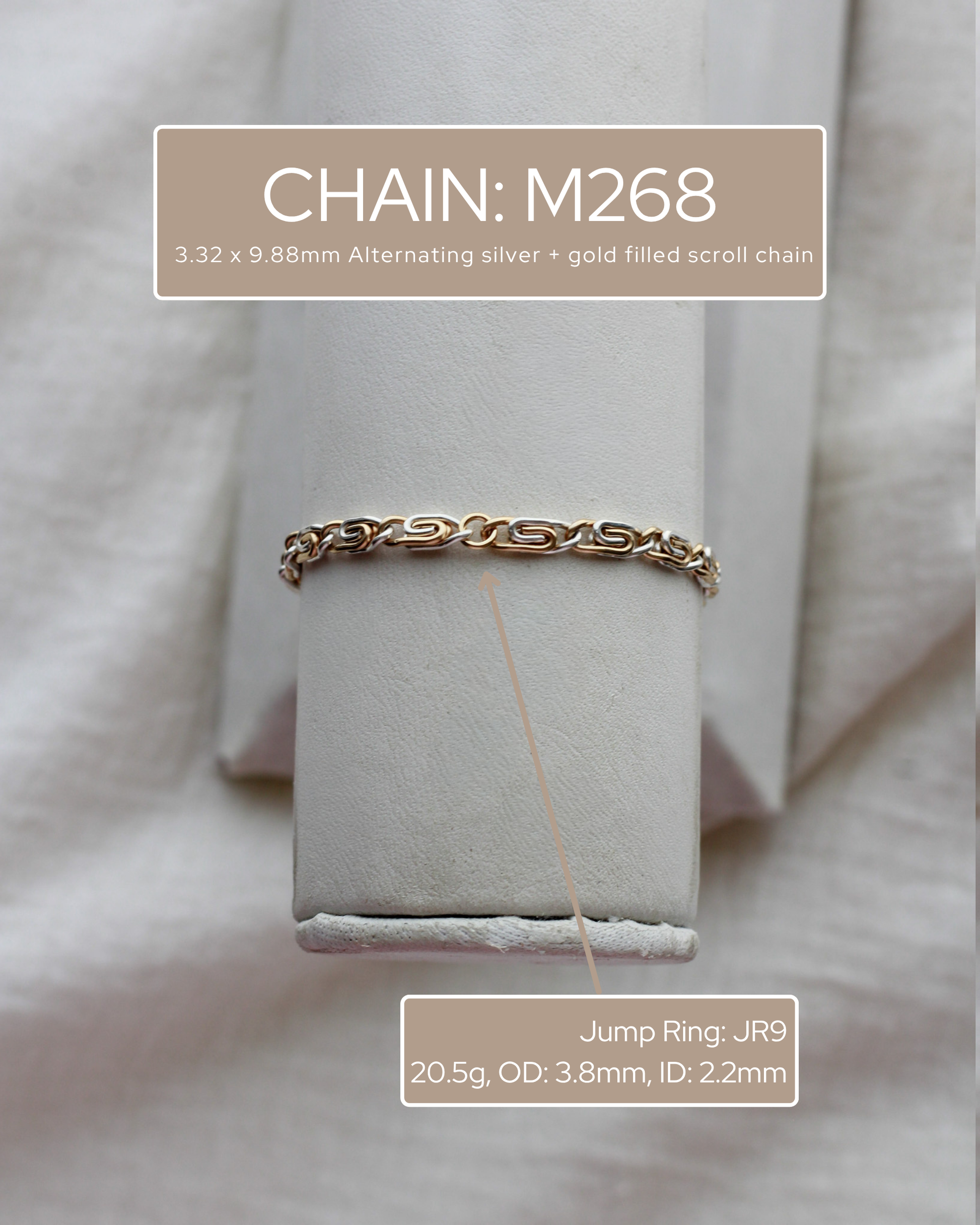 3.3mm Alternating Mixed Metal Scroll Chain, M268
