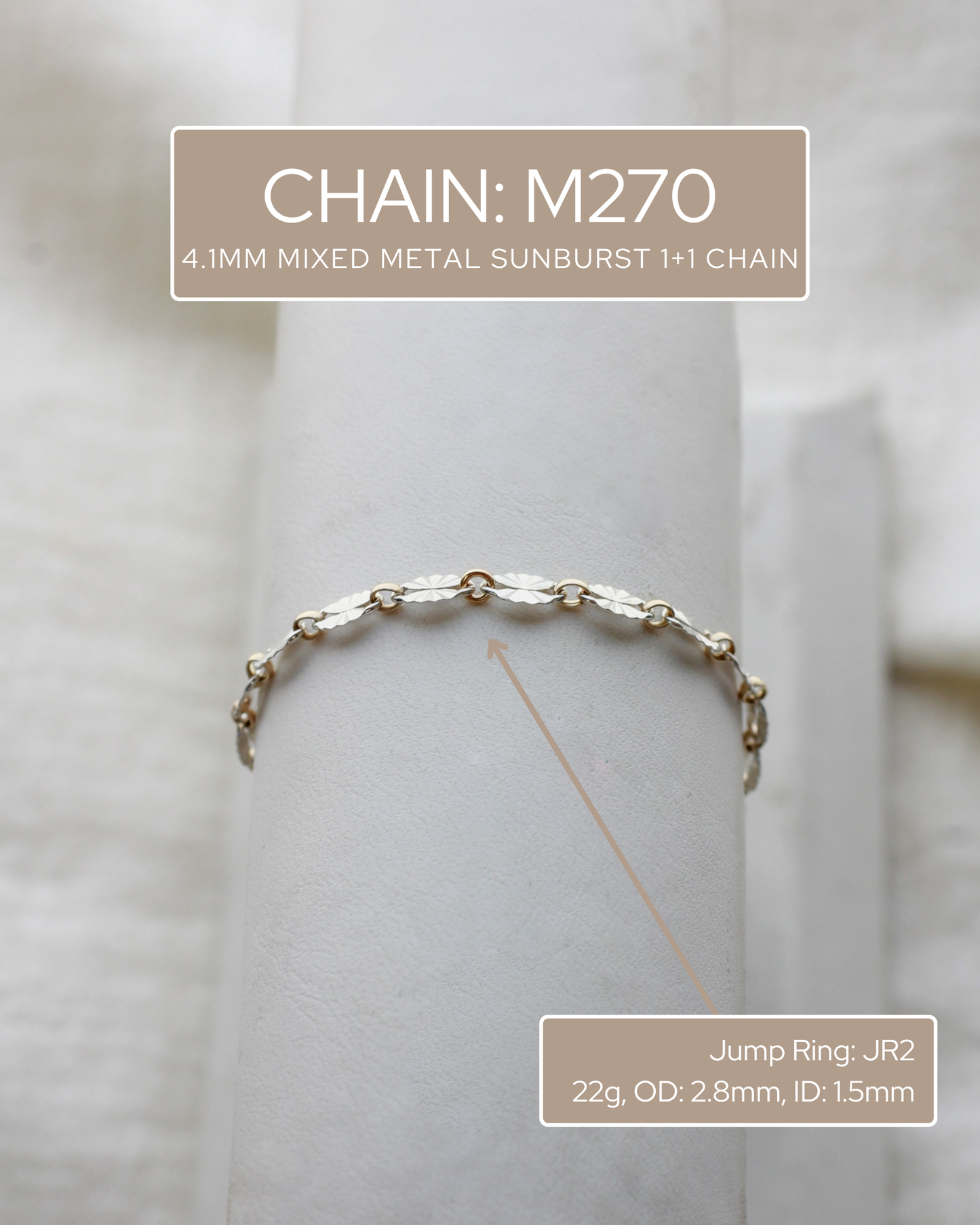 4.1mm mixed metal sunburst chain 1+1, M270