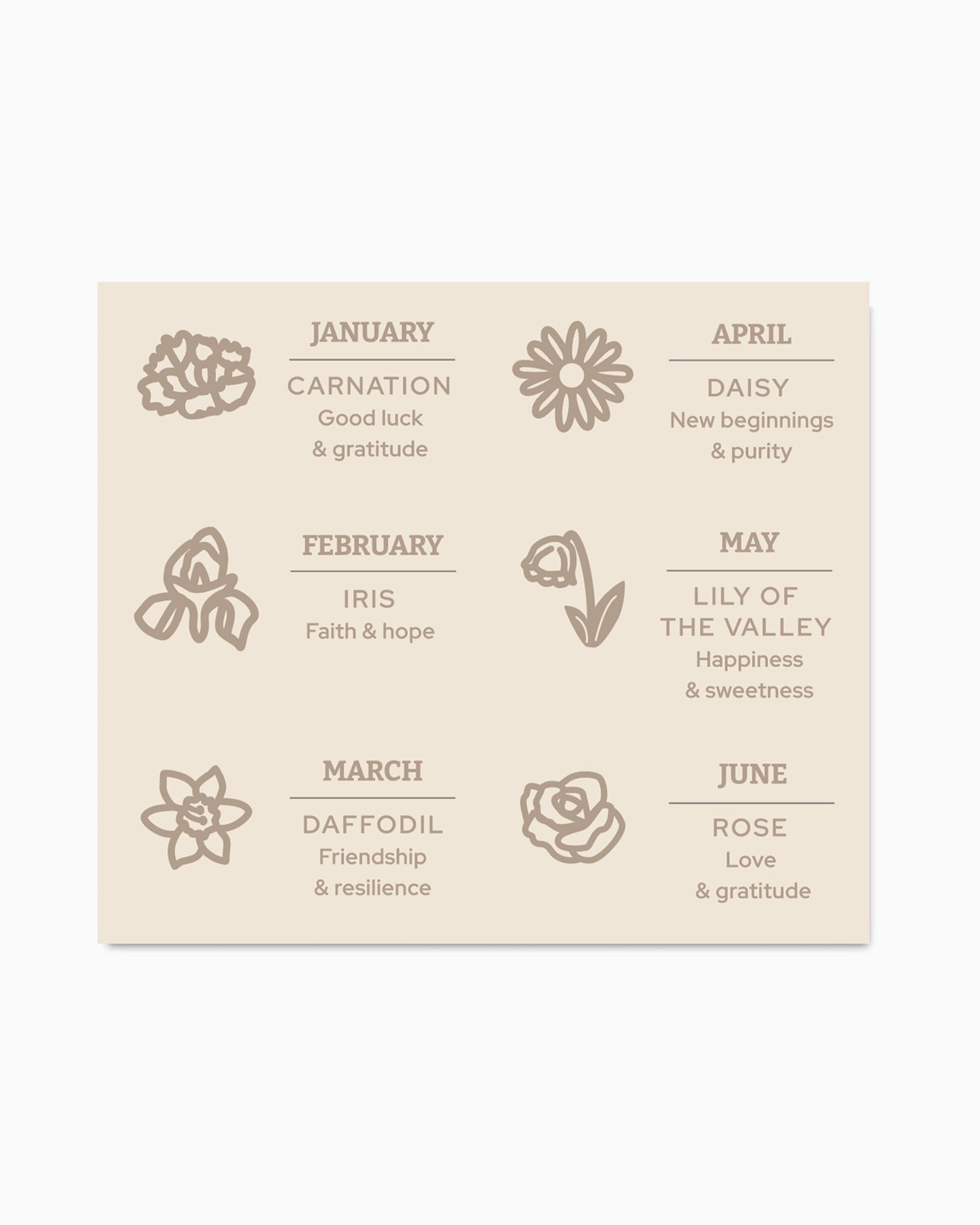 Birth flower Cards for CN403-CN414, MC04