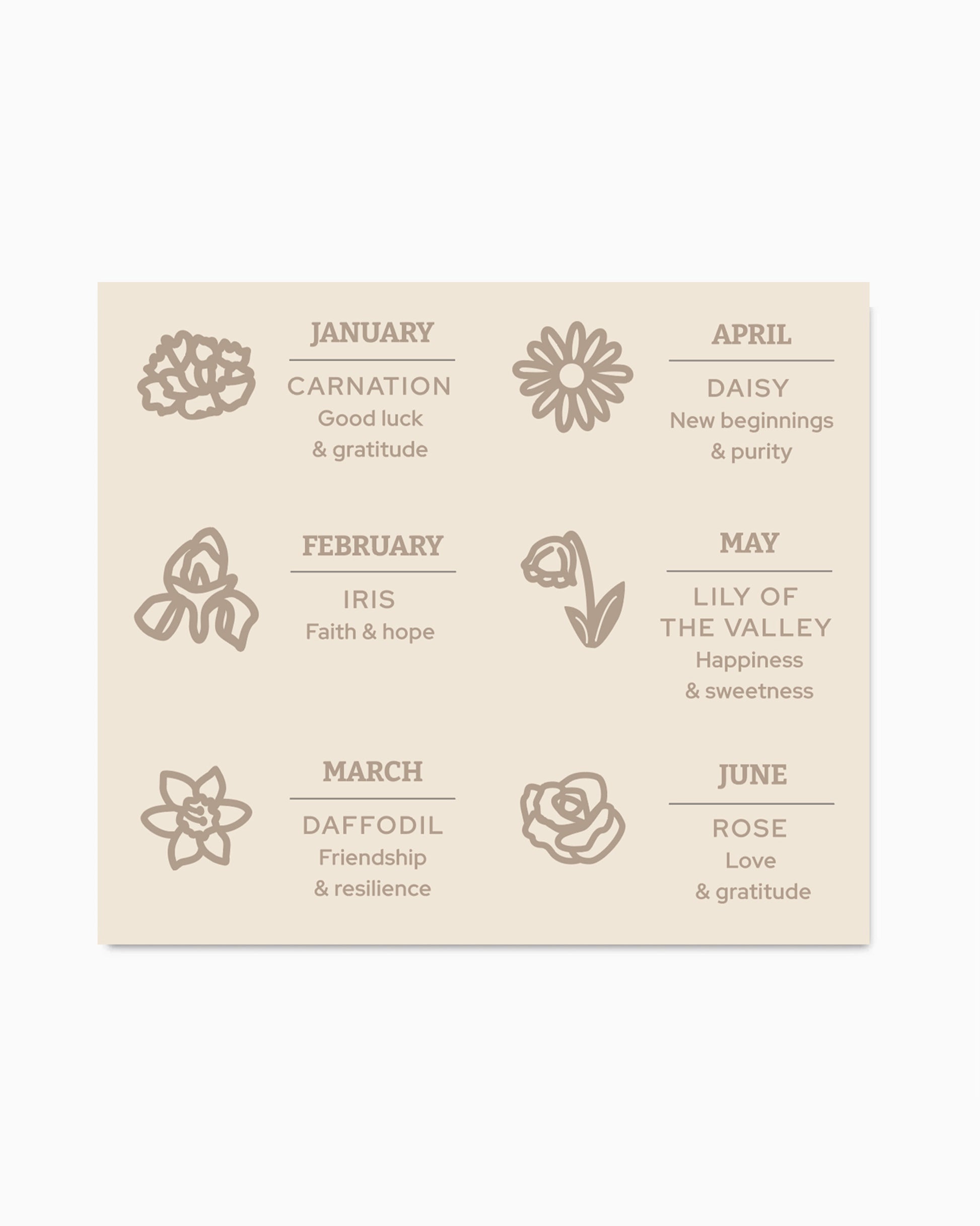 Birth flower Cards for CN403-CN414, MC04