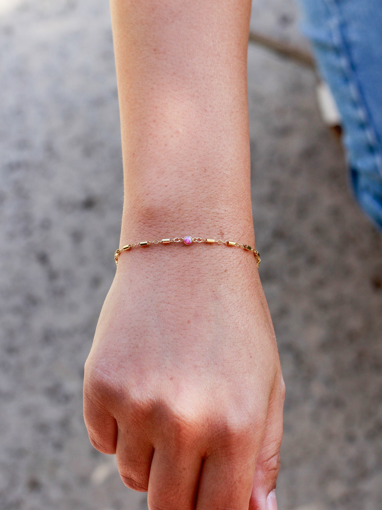 3mm Pink Opal Connector, CN264