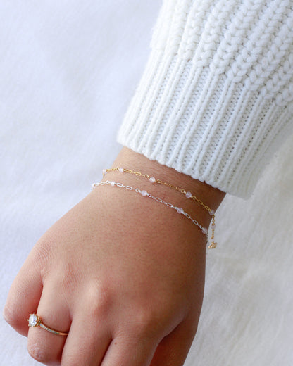 Genuine Rose Quartz with Krinkle Chain, S89, G89