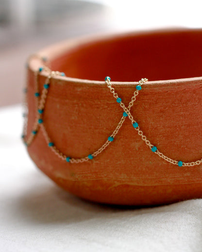 1.1mm Cable Chain with Turqoise Enamel Dot, S107, G107