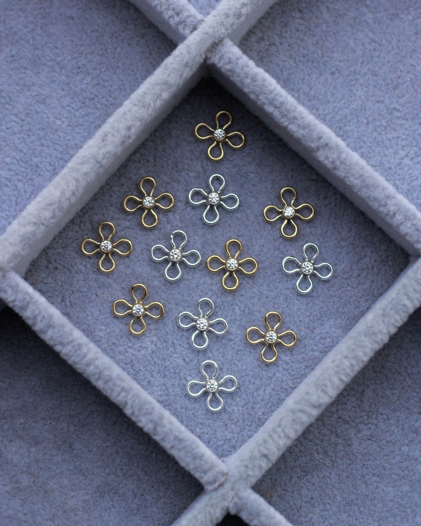 Flower with White CZ Connector, CN276