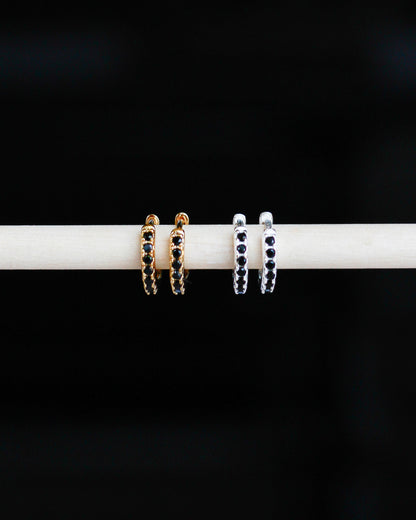 10.5mm Black Pave Hoop Earrings, E41