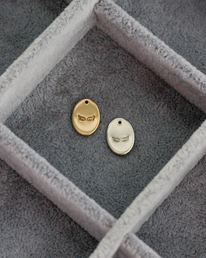 13x9mm Angel Wings Oval Charm, CH193