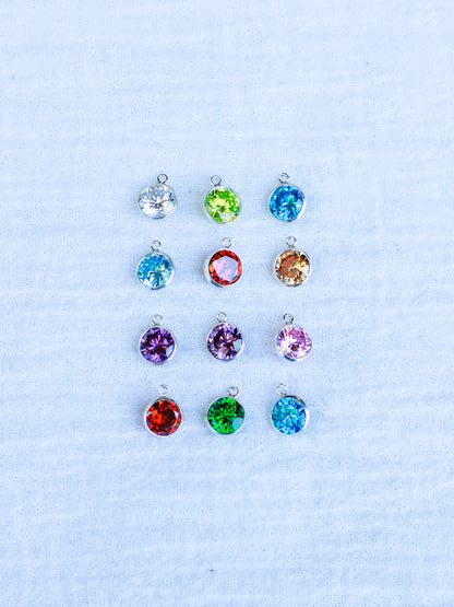 CZ Bezel Birthstone Colored Charm, CH106