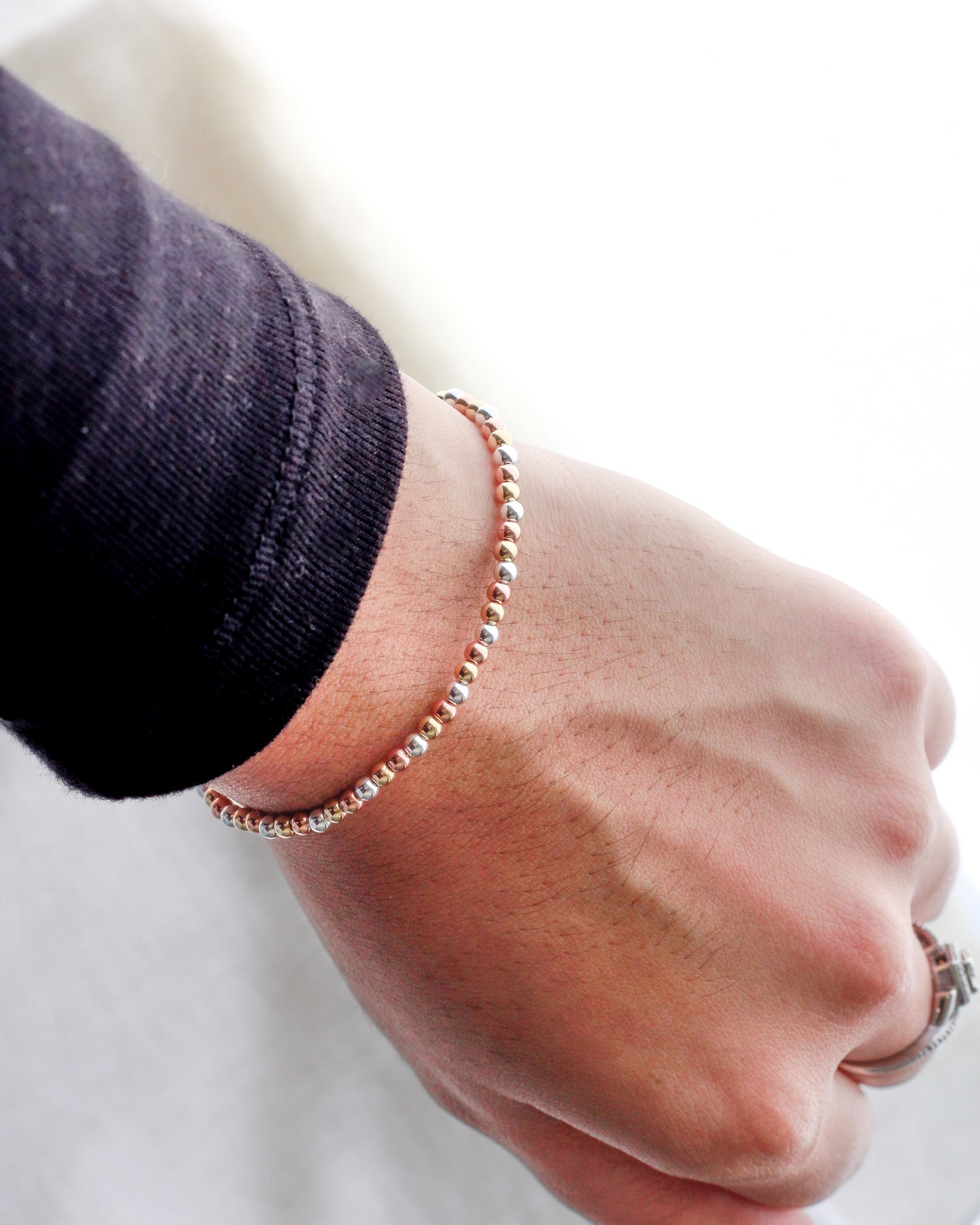 3mm Three Tone Beaded Bracelet, BR50