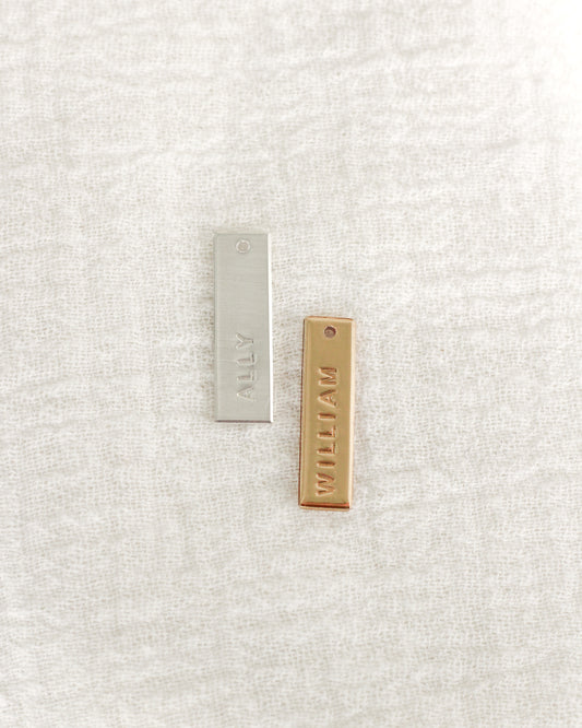 .75x5mm Custom Text Bar Charm, CH202