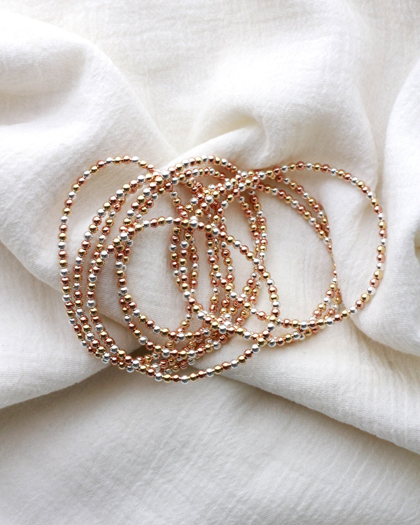 3mm Three Tone Beaded Bracelet, BR50