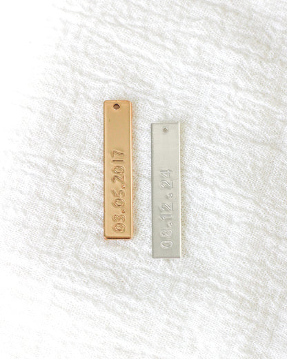 1.25"x6mm Custom Date Bar Charm, CH205