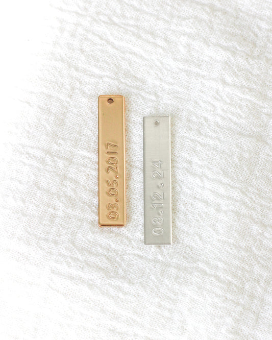 1.25"x6mm Custom Date Bar Charm, CH205
