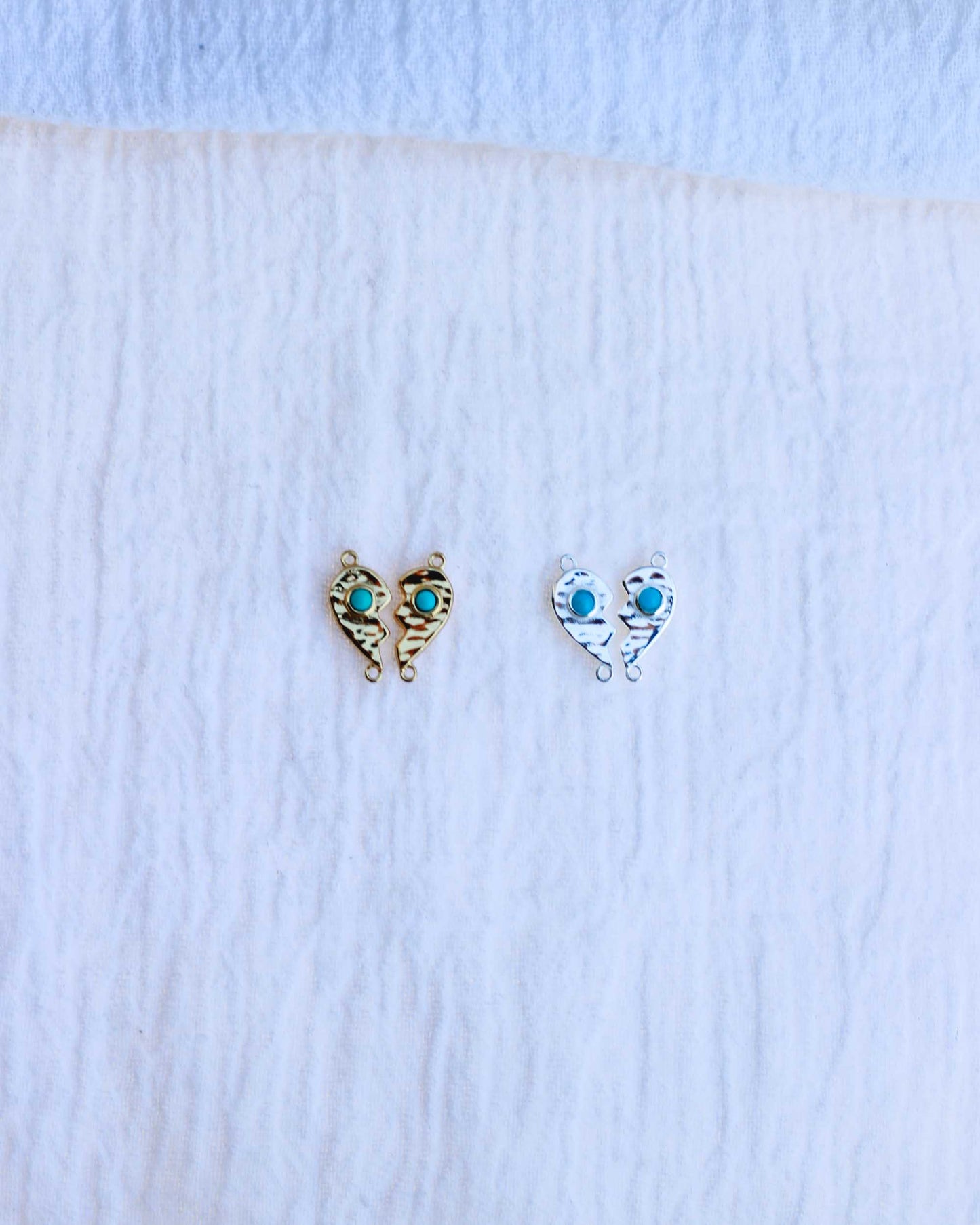 Best Friends Heart Genuine Turquoise Connector, CN156